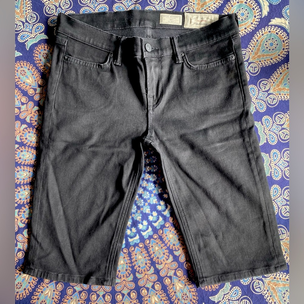 All Saints Black Knee Length Denim Bike Short - 27
